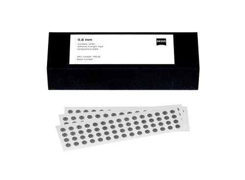 Reference Markers 0.8 mm, white, non-coded, strong adhesive strength, temperature resistant, 3000 piece product photo Back View L