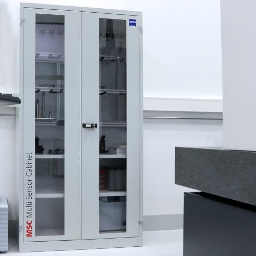 Glass door probe cabinet product photo Back View L