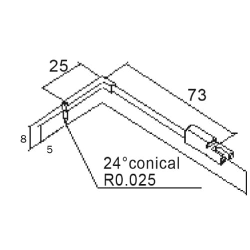 High rigid offset stylus arm (conical)/Contour ML=58,MLE=5, B=8, W1=24&deg; product photo Back View L