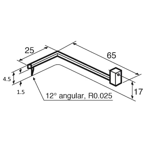 Stylus arm/Contour ML=58, MLE=25, B=12 product photo Back View L