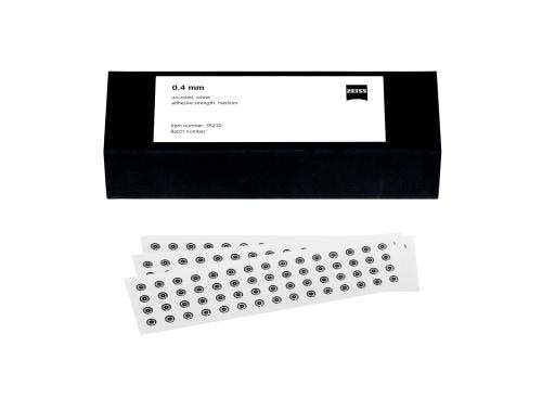 Reference Markers 0.4 mm, white, non-coded, medium adhesive strength, 3000 piece product photo