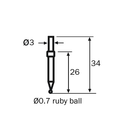 Sphere stylus/Contour d=3, L=34, ML=26, DK=0.7 product photo Back View L