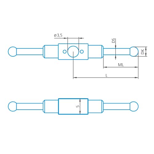1/2-star stylus 180° M3 XXT, DK3 L40 - M3 XXT, 1/2 star styli 180