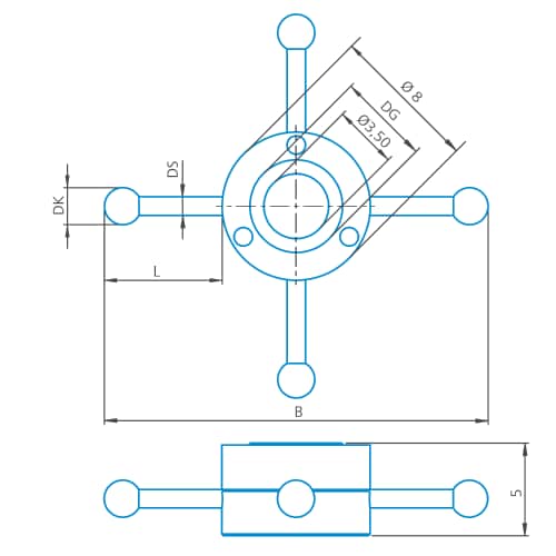 M3 XXT, Star styli straight with clamping adapter, ruby sphere