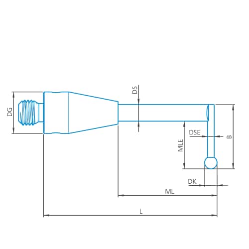 L-stylus M3 XXT, DK0.8 L40 - M3 XXT, L-styli straight, ruby sphere