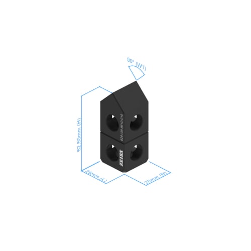 Deltablock simple 90&deg; - 25x25x62,5mm, AF25 product photo Back View L