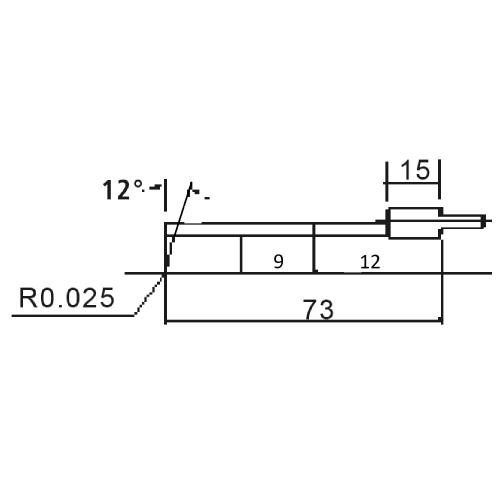 High rigid stylus arm (angular)/Contour ML=58,MLE=9, B=12, W1=12&deg; product photo Back View L
