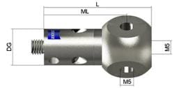 Rotary joint, M5 with 3 sided cube product photo