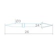 Stylus tip/Contour T-Type d=3, L=26, W1/W2=24&deg; product photo Back View S